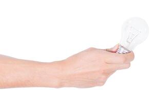 Light bulb in a man's hand photo