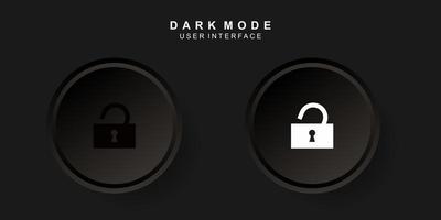 Simple Creative Padlock Open User Interface in Dark Neumorphism Design vector