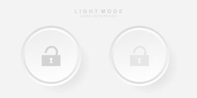 Simple Creative Padlock Open User Interface in Light Neumorphism Design vector