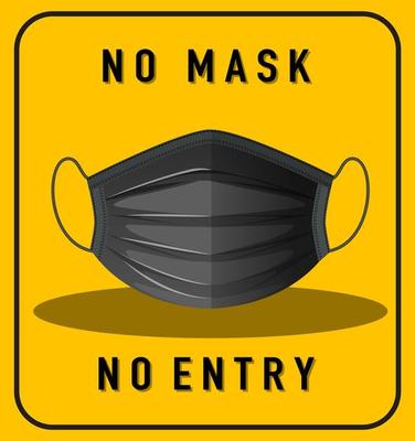 No mask no entry warning sign with mask