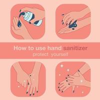 How to use hand sanitizer infographic vector