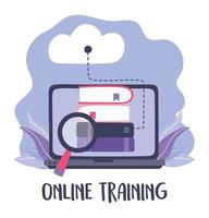 Online training, cloud computing book analysis vector