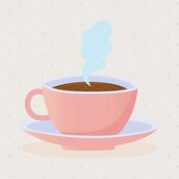 Teacup in saucer hot beverage design vector