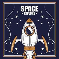 Explore space and galaxy retro composition vector