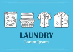 Laundry elements and clothes template banner vector