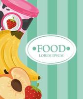 Food template banner with fruits and ice cream vector