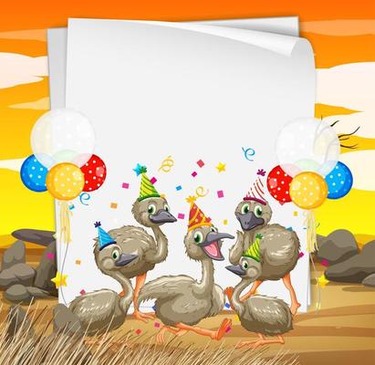 Paper template with animals in party theme