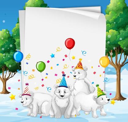 Paper template with animals in party theme