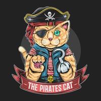 Pirate cat with hook vector