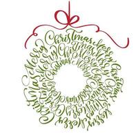 corona de navidad decorativa con letras vector