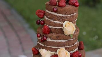 Gourmet tiered wedding cake.