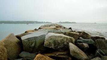 Jetty Protects Rye Harbor on Cloudy Day