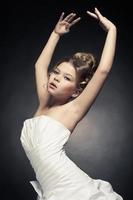 Girl princess in white ball gown photo