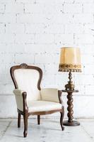 White Retro Chair with Lamp photo