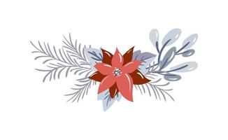 Winter bouquet with berries and fir branches vector