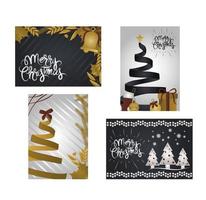 Set deluxe Christmas greeting cards vector