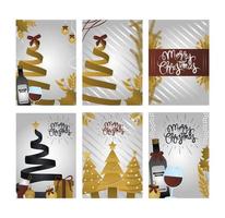 Set deluxe Christmas greeting cards vector
