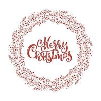 Red Christmas wreath with berries with Merry Christmas text vector