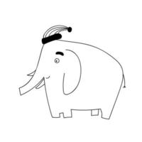 elefante lindo del doodle de la historieta con el sombrero de santa vector