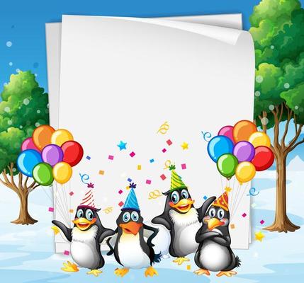Paper template with cute animals in party