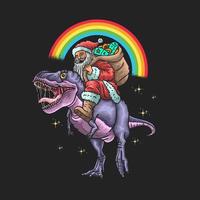 Santa Claus riding dinosaur graphic