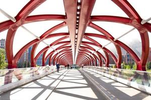 Alberta, Canada, 2020 - People walking on Peace Bridge photo