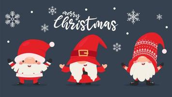 Dwarf gnomes in Santa outfits with snowflakes vector