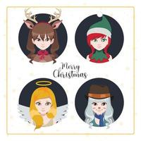 Women dressed as Christmas characters vector