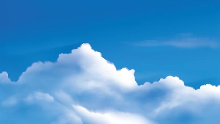 Cumulus clouds on the bright blue sky