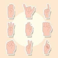 Sign language and hand gestures icon collection vector