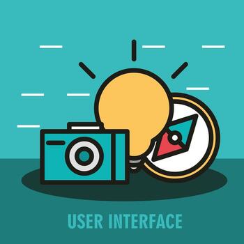 User interface composition with line icons vector