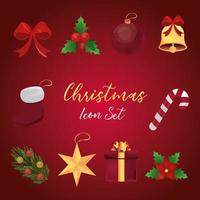 Christmas detailed icon set vector