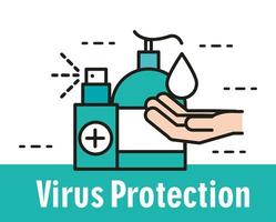 protección contra coronavirus con pictogramas vector