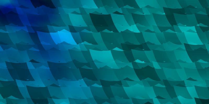 Blue and green backdrop with shapes.