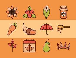 Thanksgiving Day celebration icon set vector