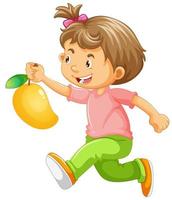 Running girl holding mango vector