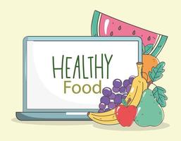 Healthy menu and fresh food e-commerce composition vector