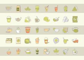 Tea time icon set vector