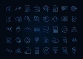 Data analysis, business, and marketing strategy icon set vector