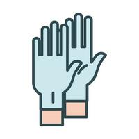 Hands with latex gloves fill style icon vector