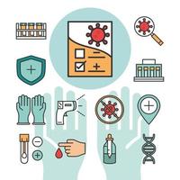 Coronavirus diagnostics and research icon set vector