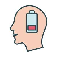 Profile head with low battery fill style icon vector