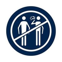 Persons coughing sick in denied symbol block silhouette style vector