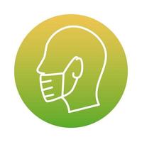 Profile using face mask block style icon vector