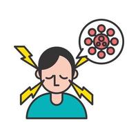 Person with headache covid19 symptom vector