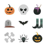 Halloween celebration flat icon set vector