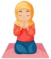 niña musulmana árabe rezando vector