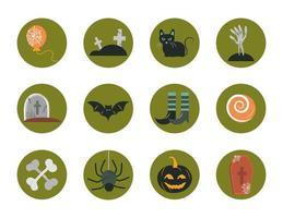 Halloween celebration flat icon set vector