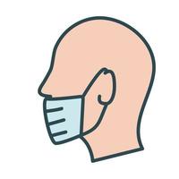 Profile using face mask fill style icon vector