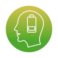 Profile head with low battery block style icon vector